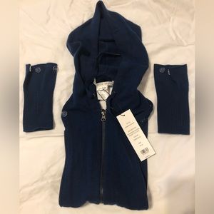 Veronica Beard Cashmere Hooded Dickey with Cuffs Size 00-14 - Dark Blue